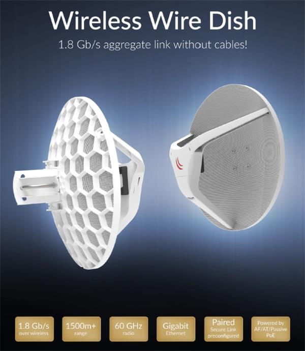 BAZAR • MIKROTIK • RBLHGG-60adkit • 60GHz spoj Wireless Wire Dish