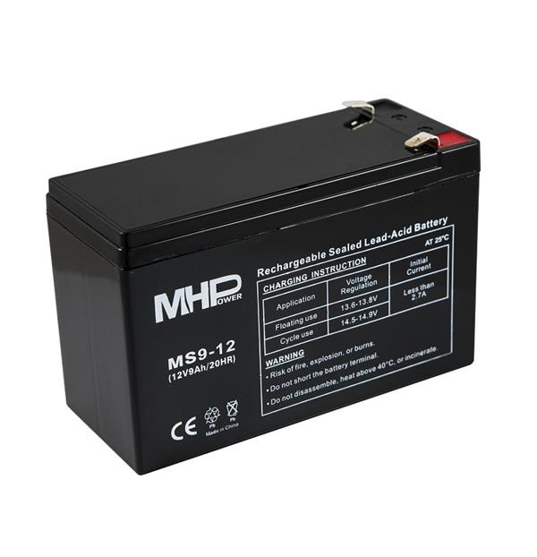 MHPower battery • MS9-12 • MHPower olověný akumulátor AGM 12V/9Ah, Faston F2 - 6,3mm